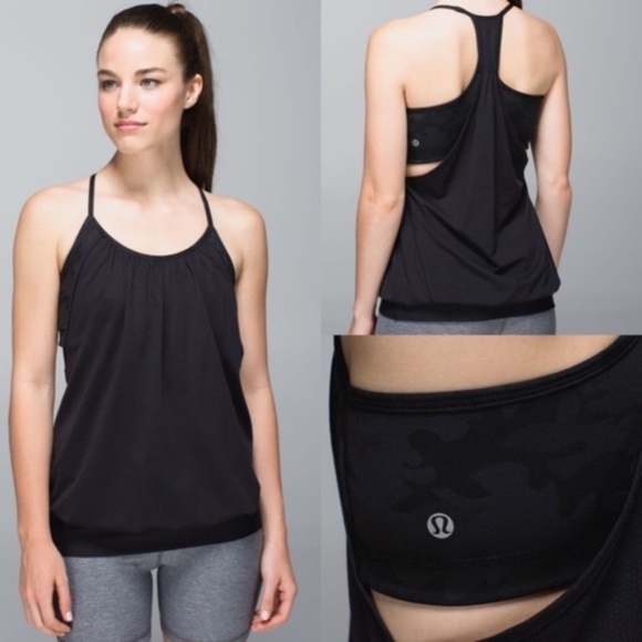 LULULEMON |  No Limits Tank Top Size 4 Sport Bra Camo Black Athletic - Picture 5 of 8